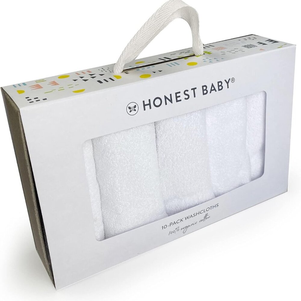 Bright White 10-Pack Baby Terry Washcloths - Eco-Friendly & Machine Washable